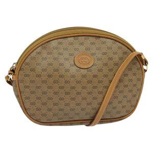 Authentic GUCCI Micro GG Supreme Shoulder Bag PVC Beige Gold 007 983 1113